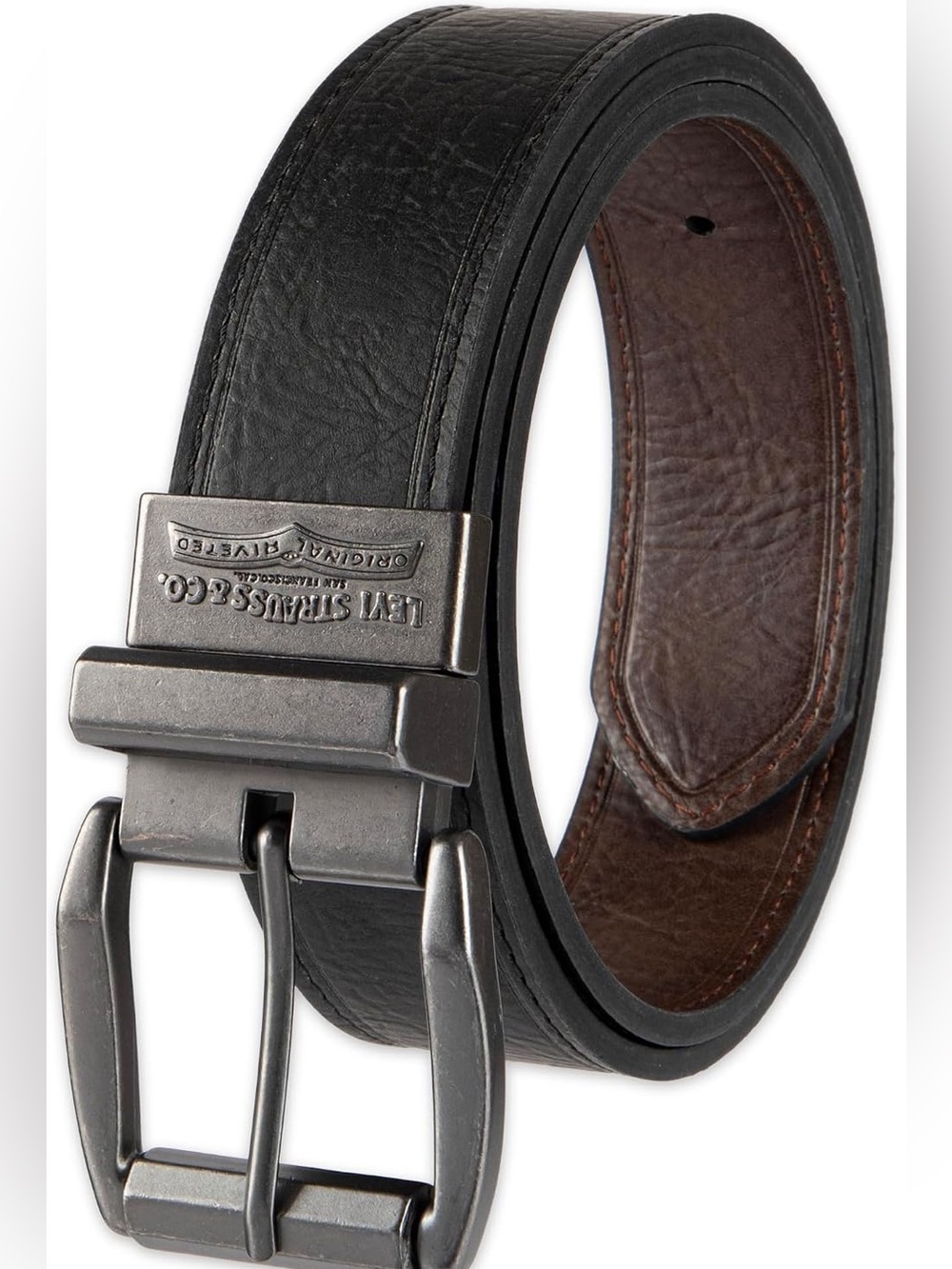 Levi’s Genuine Leather Two Tone Brown Black Mens Belt Size M (34-36) NWOT
